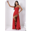 Dlhé červené šaty s odnímateľnými ramienkami na viazanie