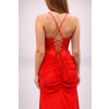 Dlhé červené večerné šaty na viazanie