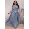 Bledomodré trblietavé spoločenské šaty pre moletky (Veľkosť 52)