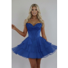 Kráľovsky modré krátke koktejlové šaty