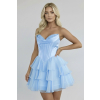 Bledomodré krátke koktejlové šaty
