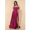 Fialové dlhé šaty s rozparkom