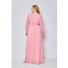 Bledoružové dlhé šaty s dlhými rukávmi