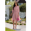 Bledoružové midi šifónové šaty