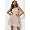 Krémové krátke šaty s tylom (Farba Krémová, Veľkosť 36)