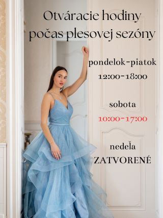 ✨ Plesová sezóna je v plnom prúde! ✨ A keďže vás chodí naozaj veľa, rozhodli sme sa predĺžiť sobotné otváracie hodiny 💃👗 🕙...