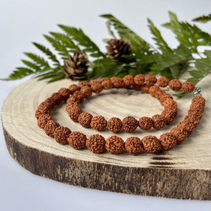 RUDRAKSHA korálky (světlé) - náhrdelník ze vzácných dřevin