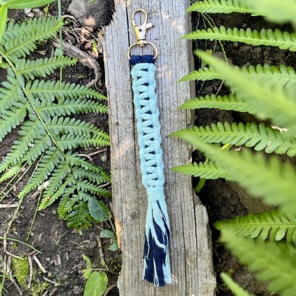 MACRAMÉ KLÍČENKA - tyrkysová, tmavě modrá