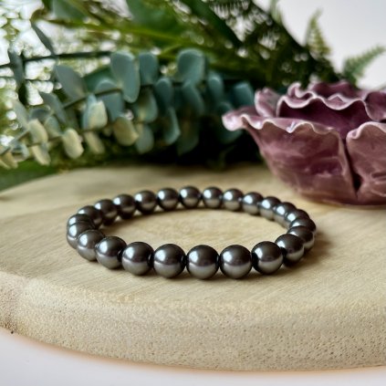 Skleněné voskované perly - šedé (8 mm)