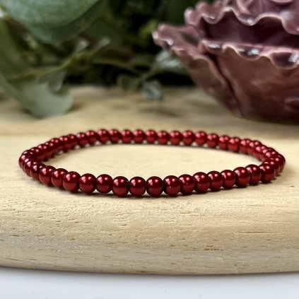 Skleněné voskované perly - červené (4 mm)