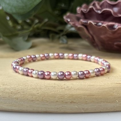 Skleněné voskované perly - bílé, růžové, fialové (4 mm)