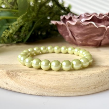Skleněné voskované perly - světle zelené (8 mm)