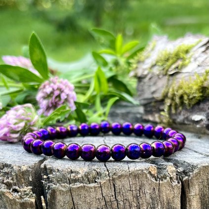 HEMATIT (syntetický) - fialový náramek QA