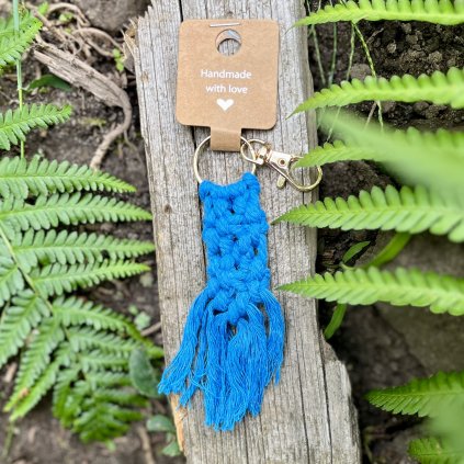 MACRAMÉ KLÍČENKA - tmavě modrá