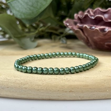 Skleněné voskované perly - zelené (4 mm)