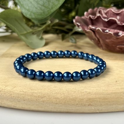 Skleněné voskované perly - tmavě modré (6 mm)