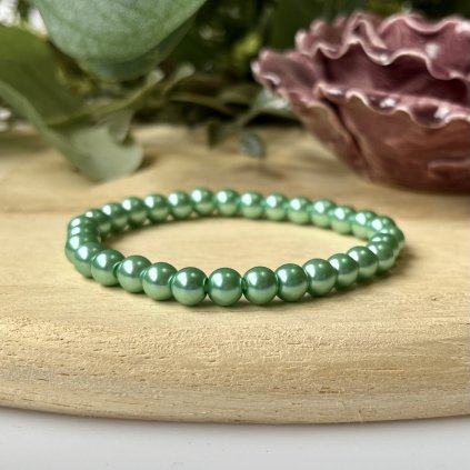 Skleněné voskované perly - zelené (6 mm)