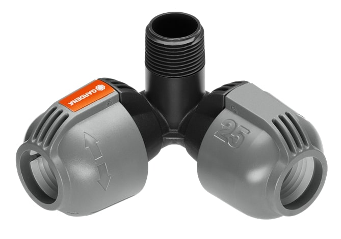 Gardena L-kus 25 mm x vonkajší závit 3/4", rohová prípojka zadažďovača