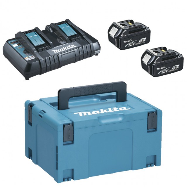 Makita - príslušenstvo Rýchlonabíjačka DC18RC + 2x 18V / 5,0 Ah batéria BL1850B a systainer typ 3