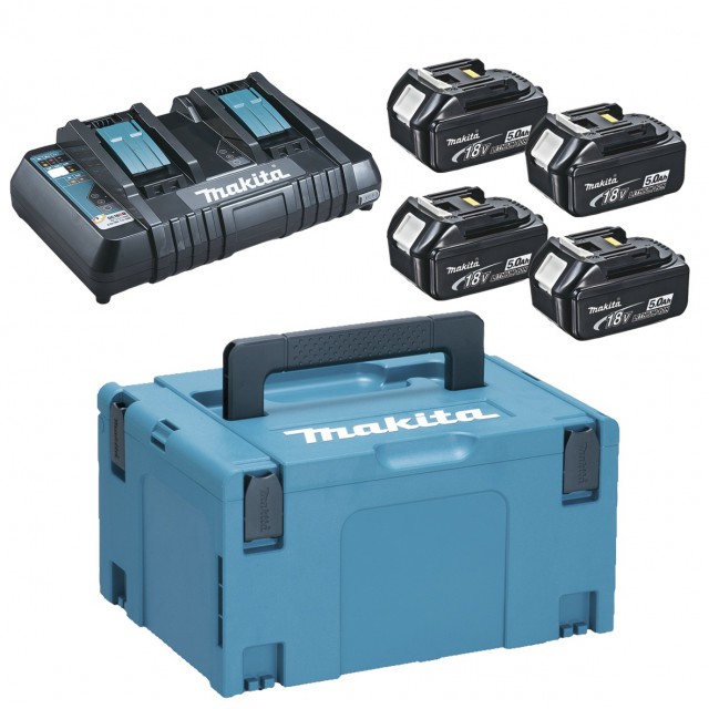 Makita - príslušenstvo Dvojnabíjačka DC18RD + 4x 18V / 5,0 Ah batéria BL1850B + systainer typ 3