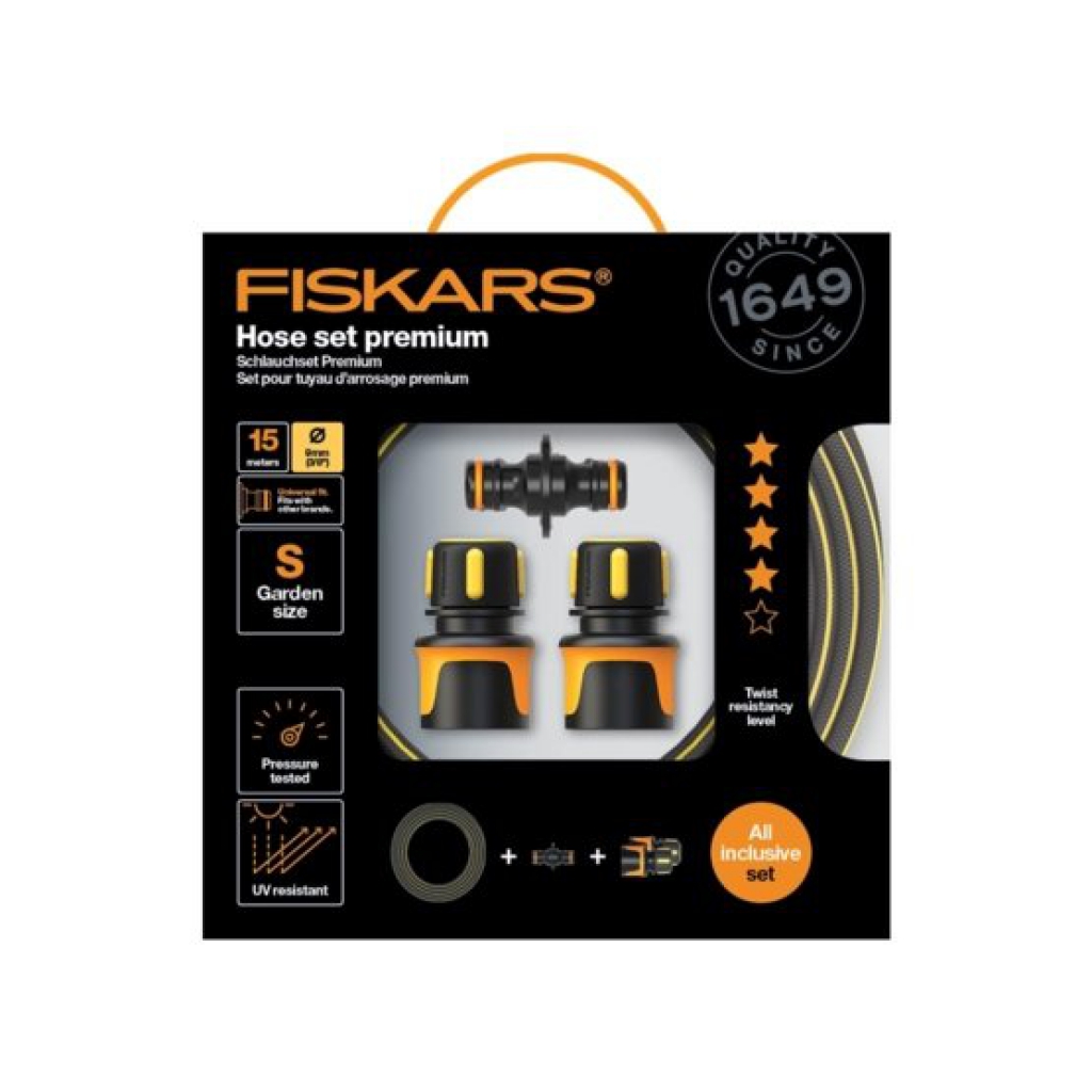 FISKARS Súprava zavlažovacej hadice Premium 9 mm (3/8”) 15 m so spojkami