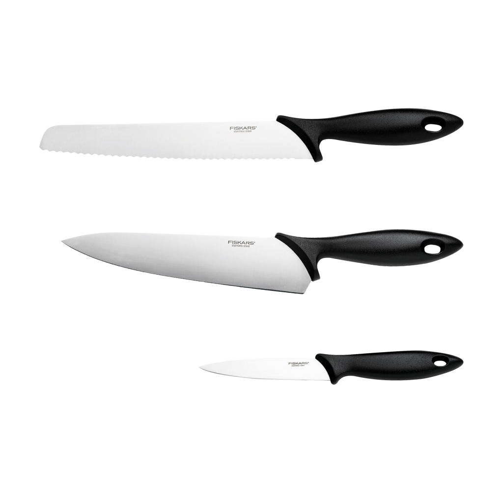 FISKARS Essential sada na zeleninu - nůž loupací, nůž okrajovací, nůž snídaňový
