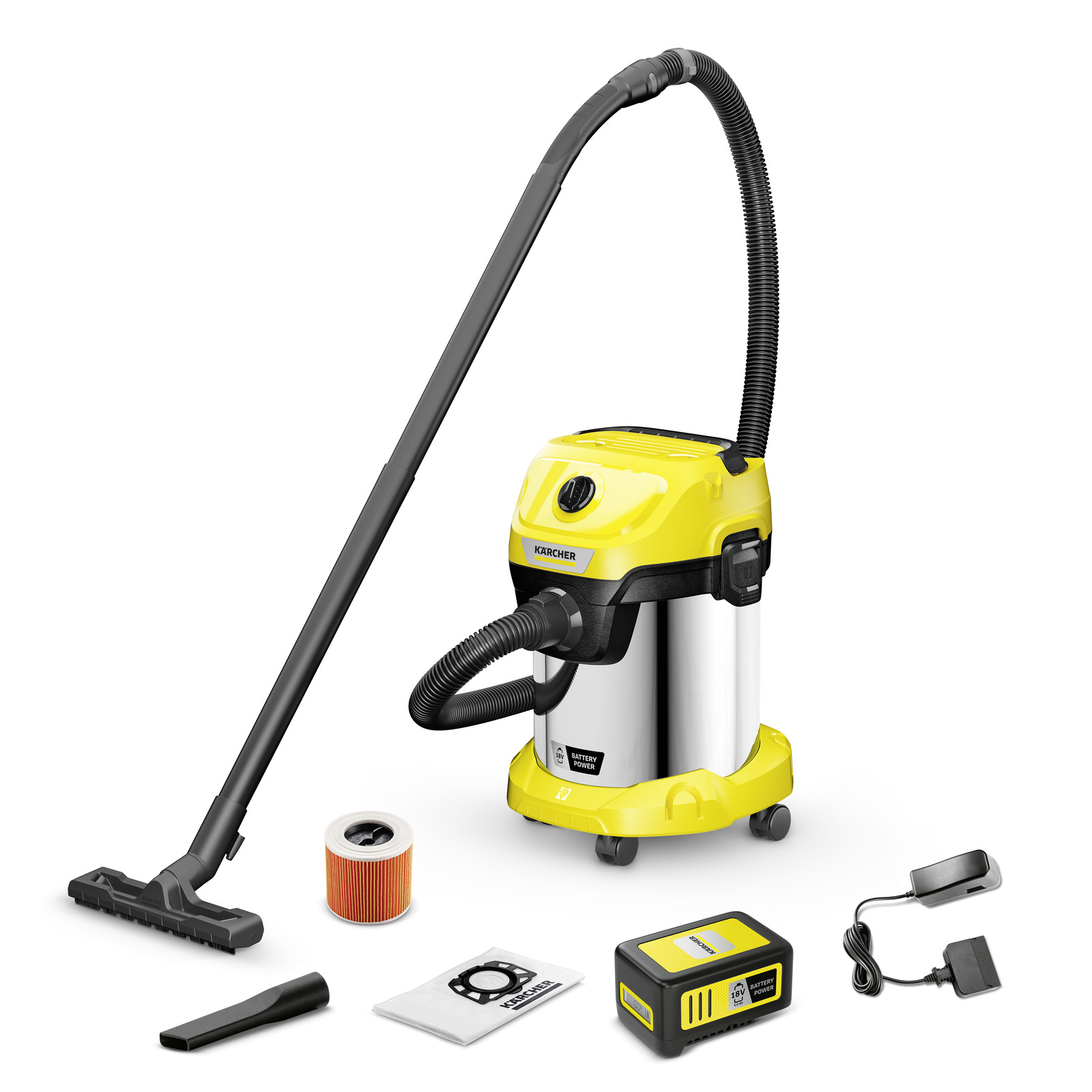 Karcher Kärcher Akumulátorový mokro suchý vysávač WD 3-18 S Battery Set V-17/20
