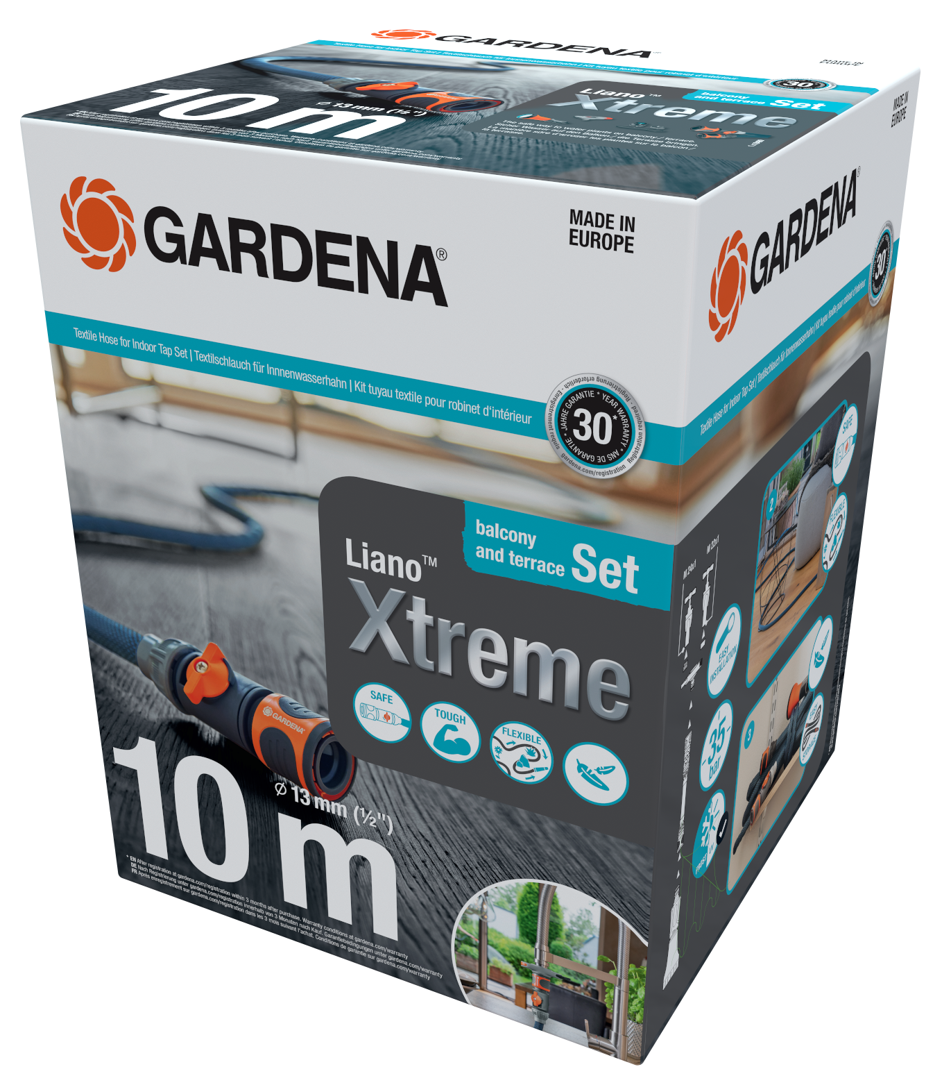 Gardena Textilná hadica Liano™ 10 m s prípojkou na vnútorné vodovodné kohútiky - súprava
