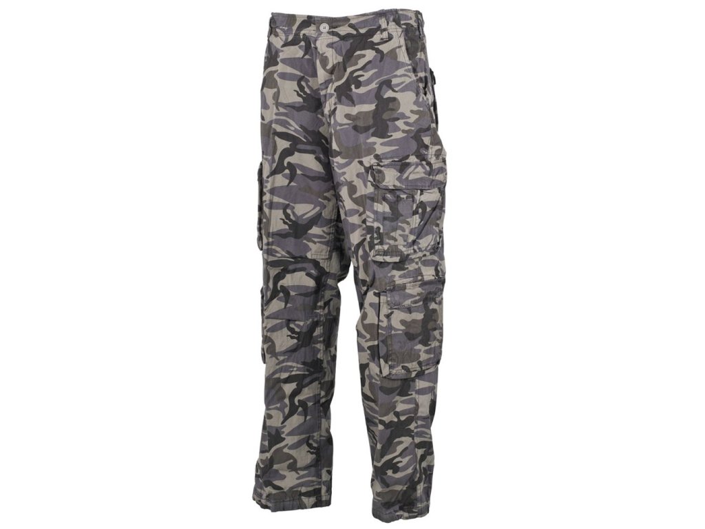 Kalhoty VINTAGE DEFENSE seprané COMBAT CAMO (barva DARK CAMO, velikost M)