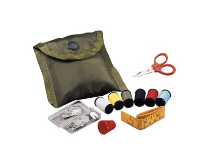 Set šití - nůžky, nit, náprstek, knoflíky, v pouzdře