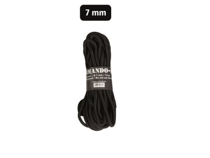 Šňůra COMMANDO pomocná 7mm ČERNÁ dl.15m
