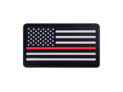 Nášivka USA vlajka ČERVENÁ linka plast VELCRO