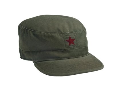 Čepice VINTAGE FATIGUE RED STAR ZELENÁ (barva ZELENÁ - OLIV, velikost L)