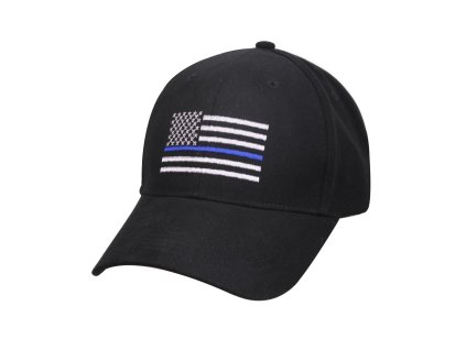 Čepice baseball US vlajka s modrou linkou ČERNÁ