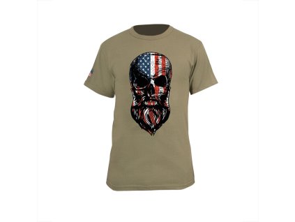 Triko motiv USA vousatá lebka COYOTE BROWN (barva COYOTE BROWN, velikost 3XL)