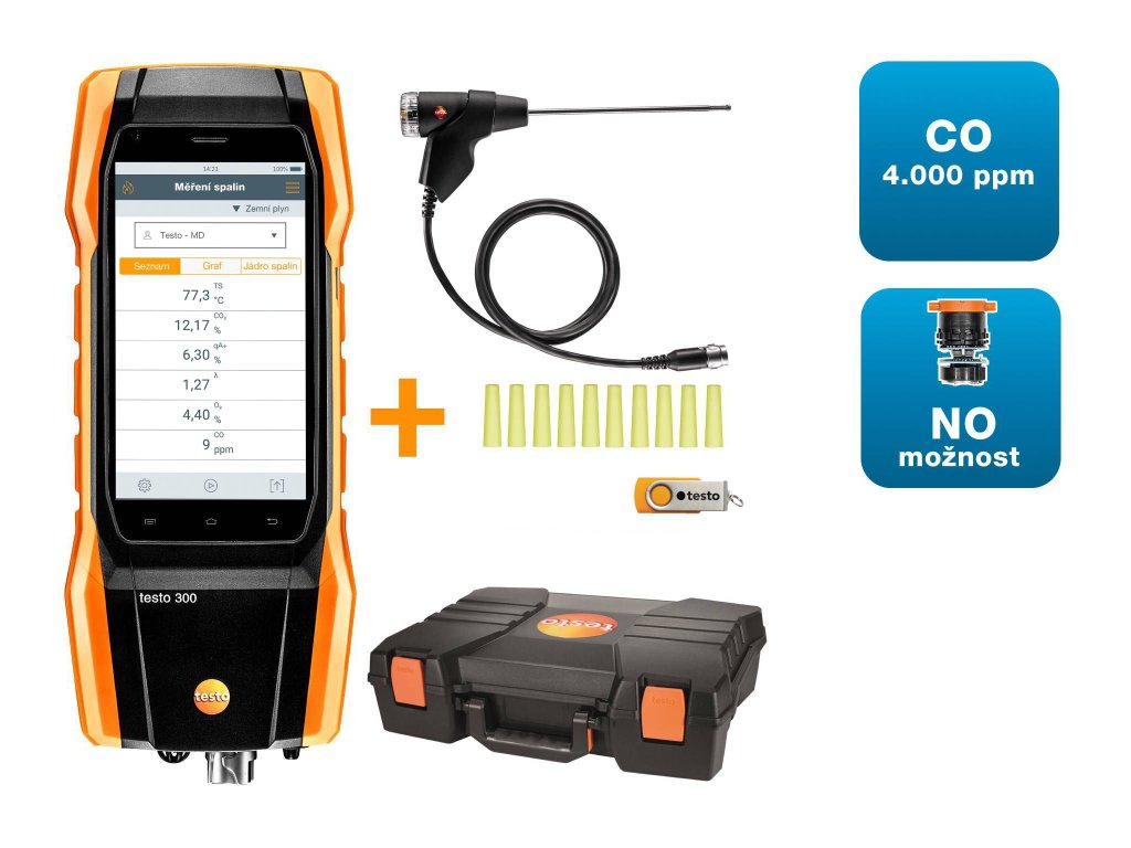 3276 inovativni testo 300 longlife sada 1 analyzator spalin o2 co az do 4 000 ppm no moznost