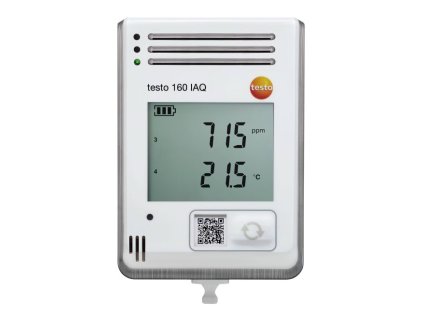 testo 160 IAQ - rádiový záznamník dat s displejem a integrovanými senzory pro teploty, vlhkost, CO2 a atmosférický tlak