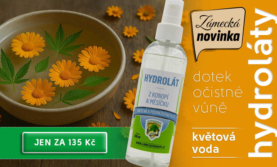 Hydrolát - květová voda - měsíček a konopí