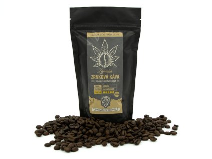Zámecká zrnková káva s výtažkem z konopných semen - Uganda - silně pražená (100 g)
