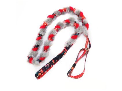 Pletené agility vodítko s plyšem muchomůrky