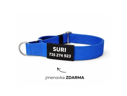 polostahovací obojek pro psa modré barvy