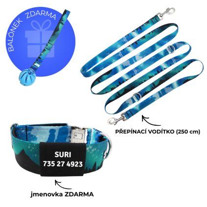 set obojku a vodítka pro psa Aurora kolekce Zamidog