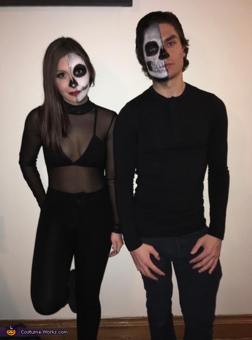 jednoduchý halloween make up lebka pár