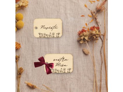 Svatební jmenovky hranaté (květiny)