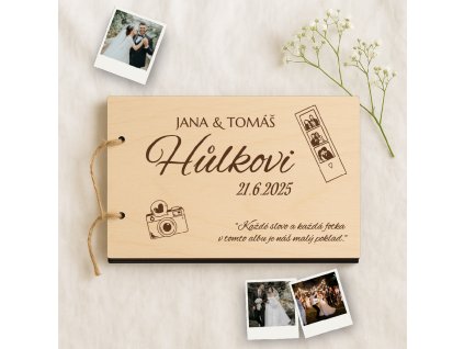 Dřevěné svatební fotoalbum - poklad