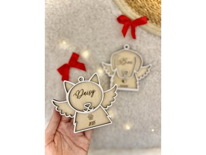 Dřevěná památeční ozdoba - kočka