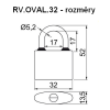 Zámek RV.Oval.32 - rozměry