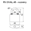 Visací zámek RV.Oval.45 - rozměry