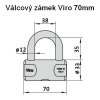 Válcový zámek Viro 70mm - rozměry