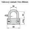 Válcový zámek Viro 80mm - rozměry